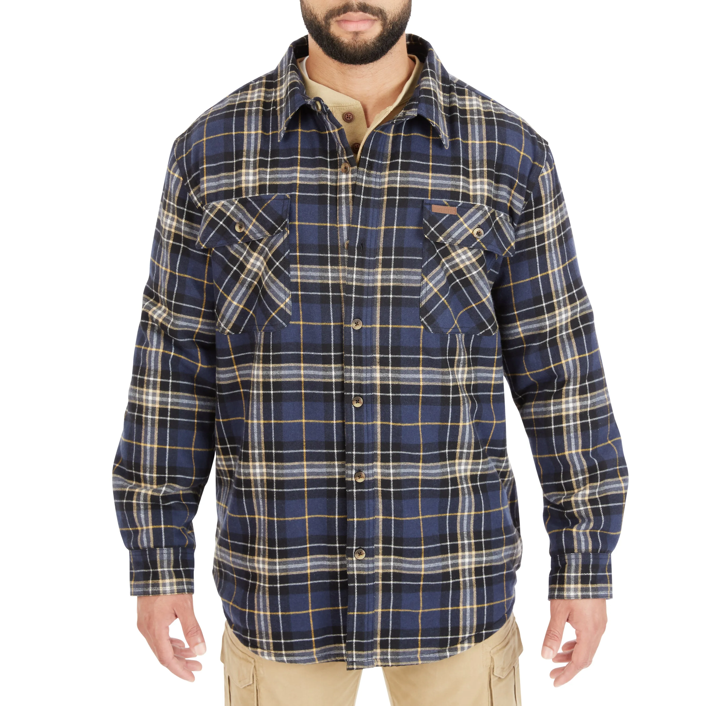 SHERPA-LINED FLANNEL SHIRT JACKET