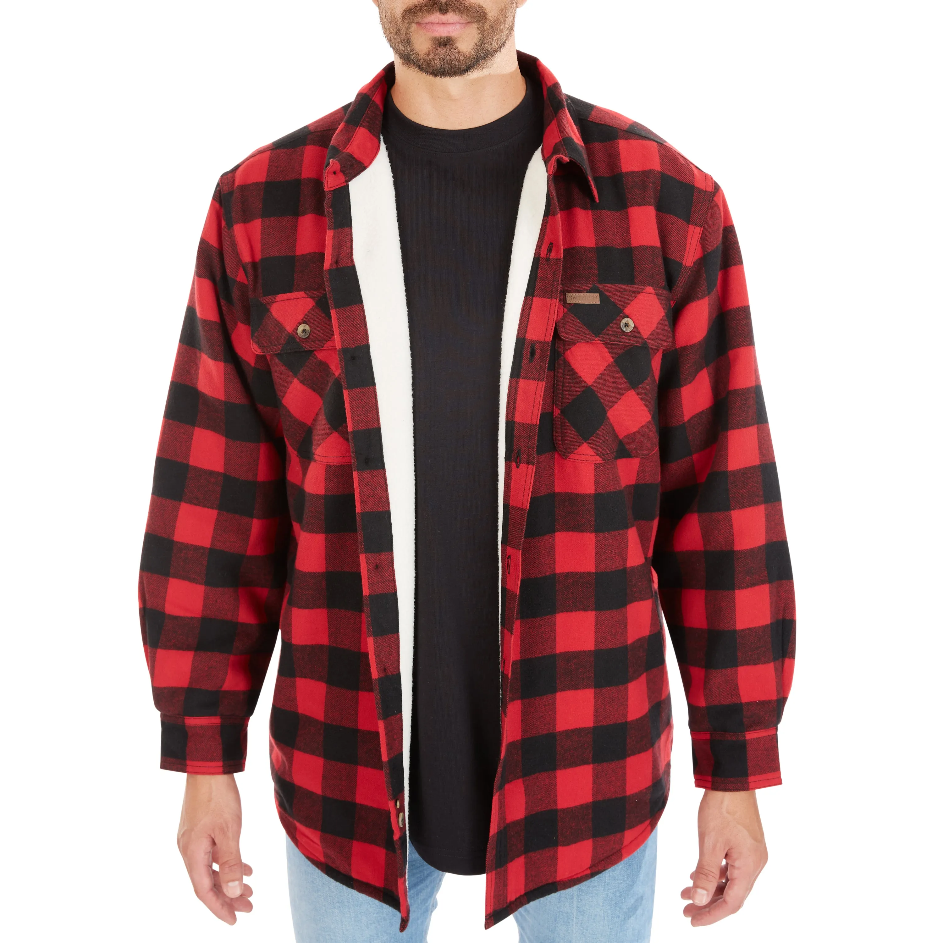 SHERPA-LINED FLANNEL SHIRT JACKET