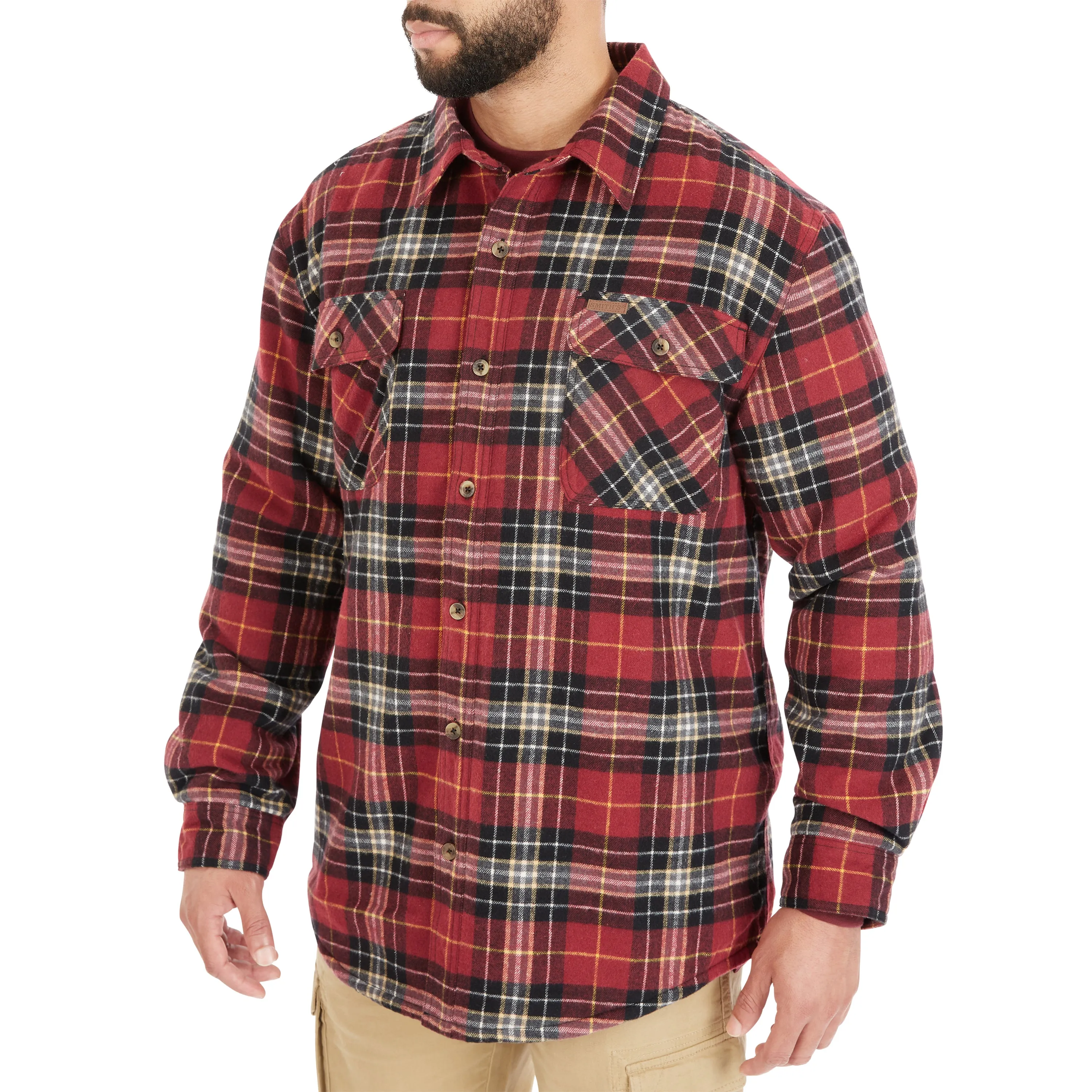 SHERPA-LINED FLANNEL SHIRT JACKET