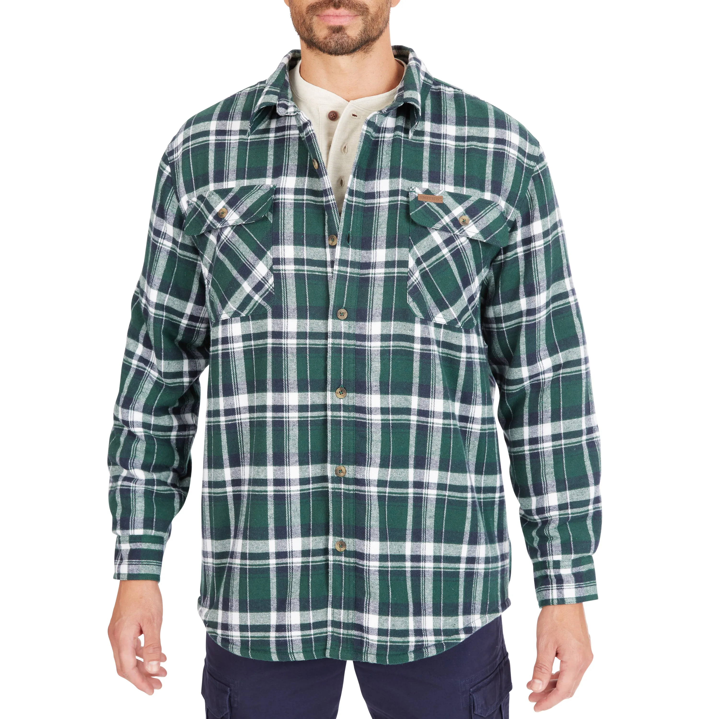 SHERPA-LINED FLANNEL SHIRT JACKET