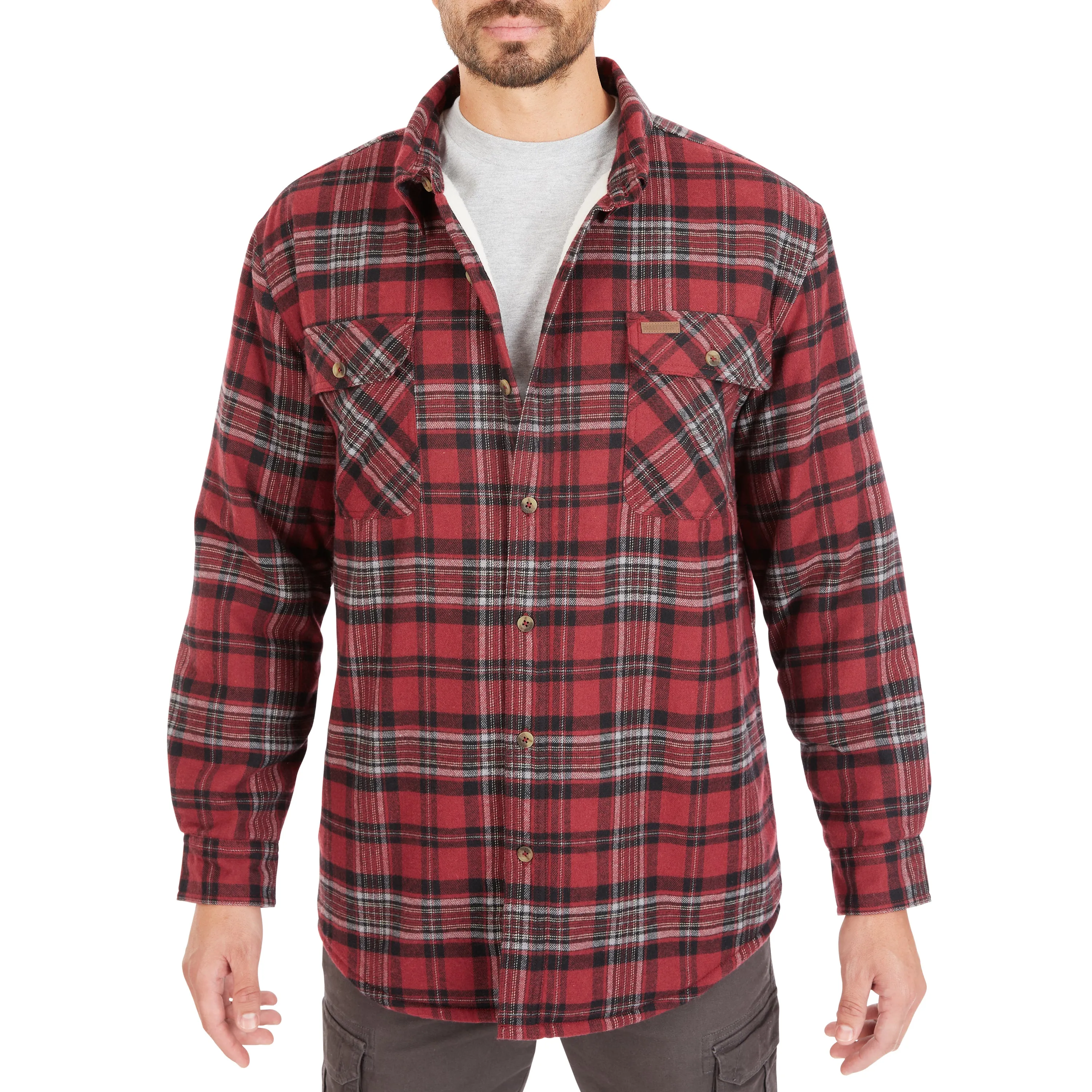 SHERPA-LINED FLANNEL SHIRT JACKET