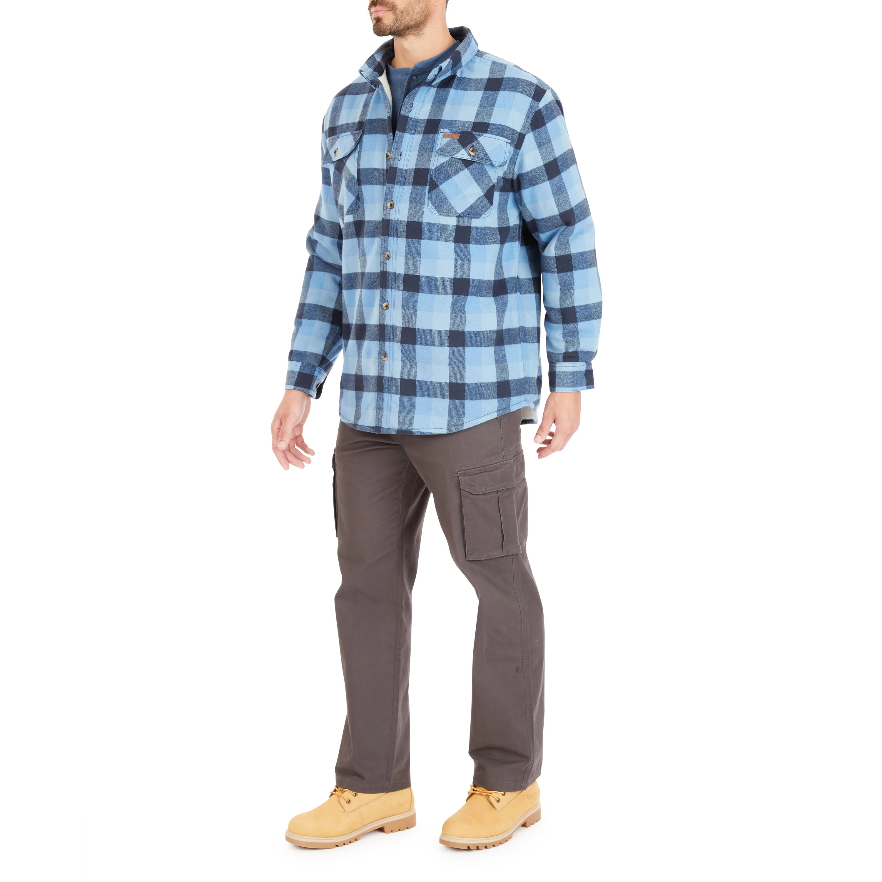 SHERPA-LINED FLANNEL SHIRT JACKET