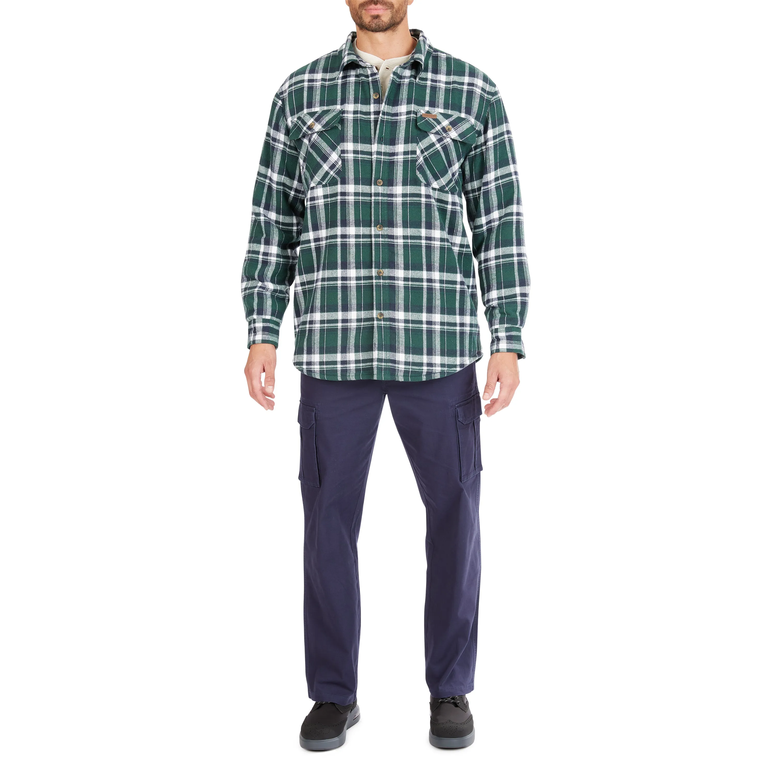 SHERPA-LINED FLANNEL SHIRT JACKET