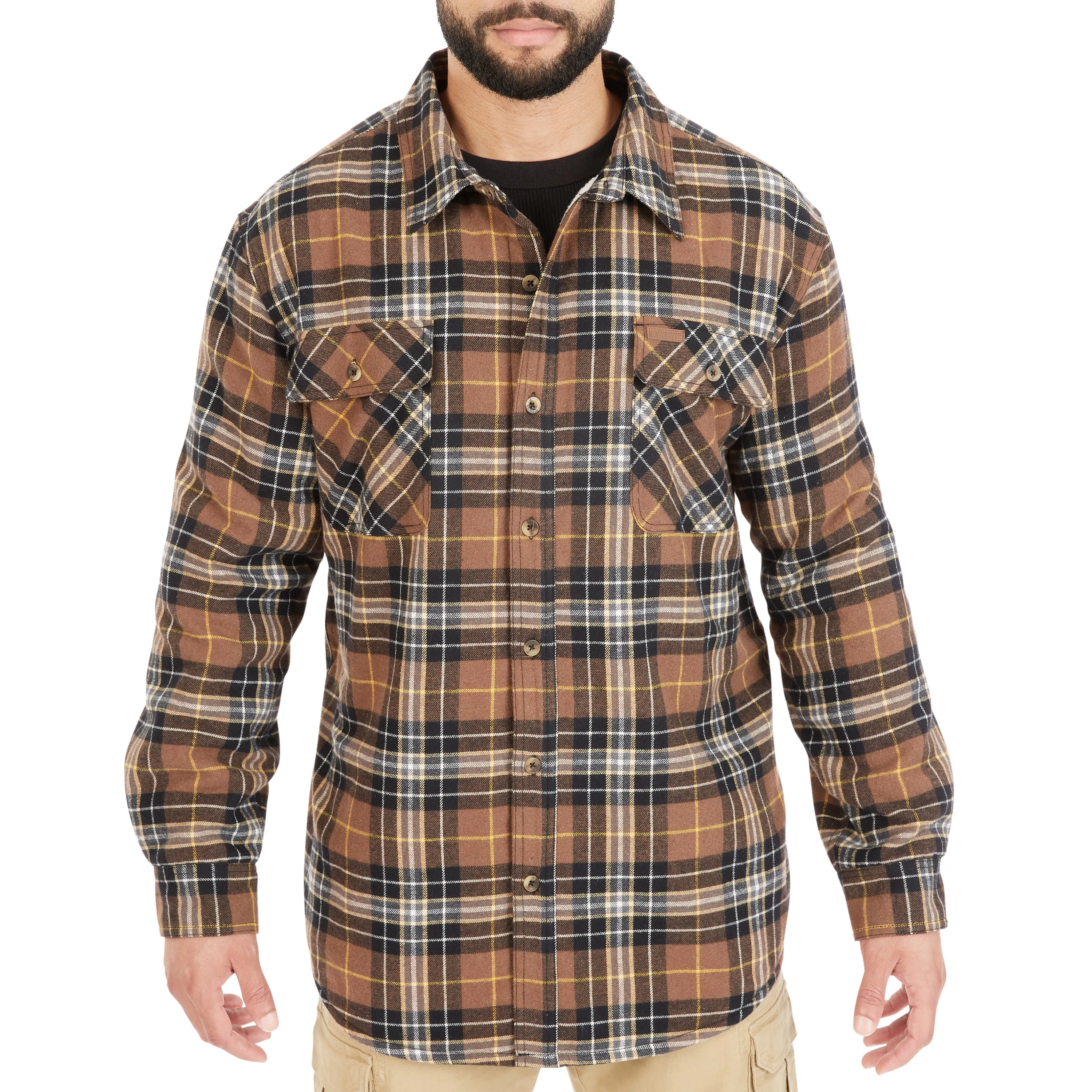 SHERPA-LINED FLANNEL SHIRT JACKET