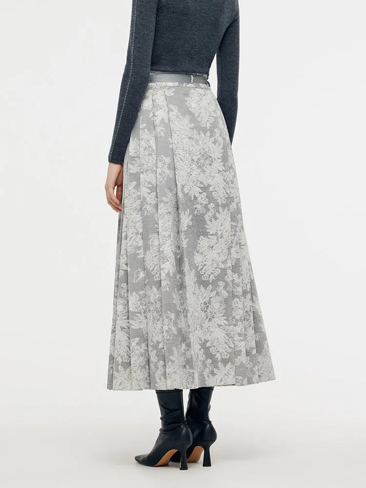 Silver Floral Jacquard Women Mamianqun With Bottomed Skirt