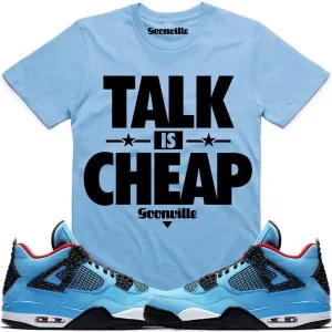 TALK IS CHEAP Carolina Sneaker Tees Shirt - Jordan 4 Cactus Jack