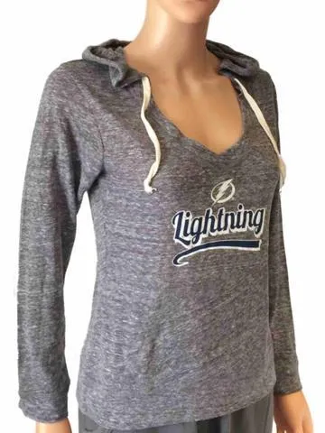 Tampa Bay Lightning SAAG Women Gray Lightweight Pullover Hoodie Sweatshirt