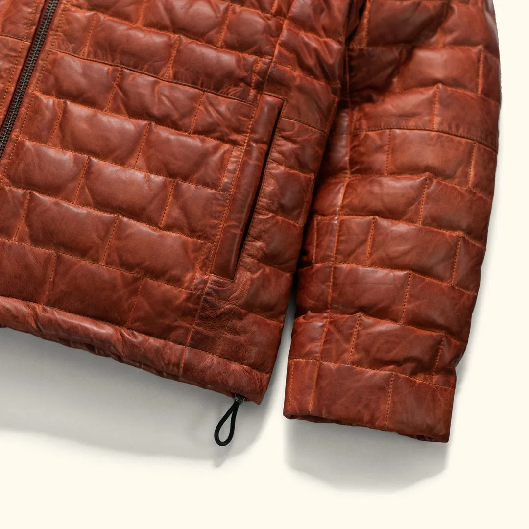 Teton Leather Light Down Jacket | Whiskey Brown