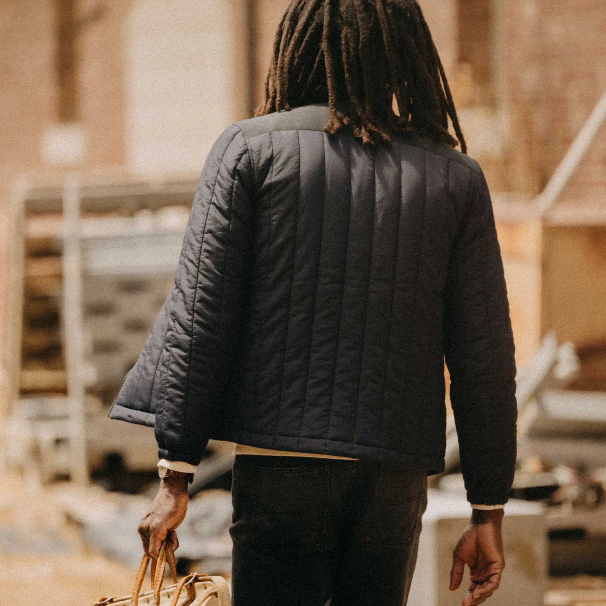 The Ember Jacket in Dark Navy Quilted Nylon