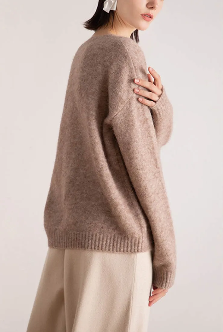 V-neck Loose Pullover Woolen Knit Sweater