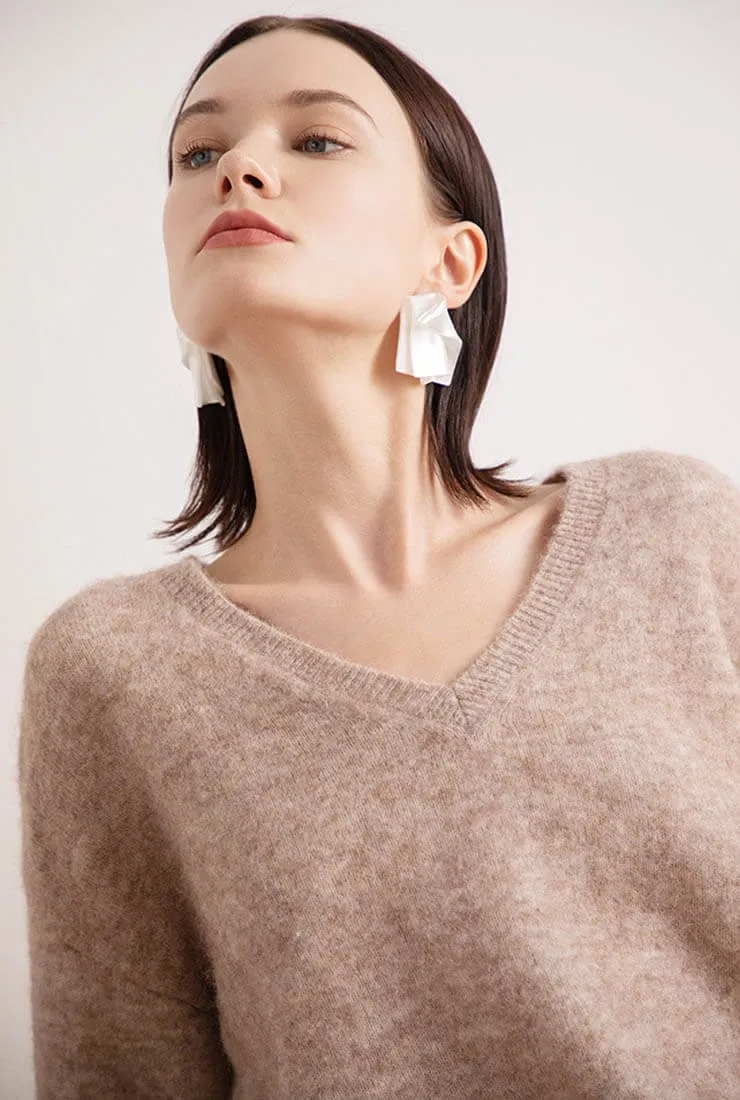 V-neck Loose Pullover Woolen Knit Sweater