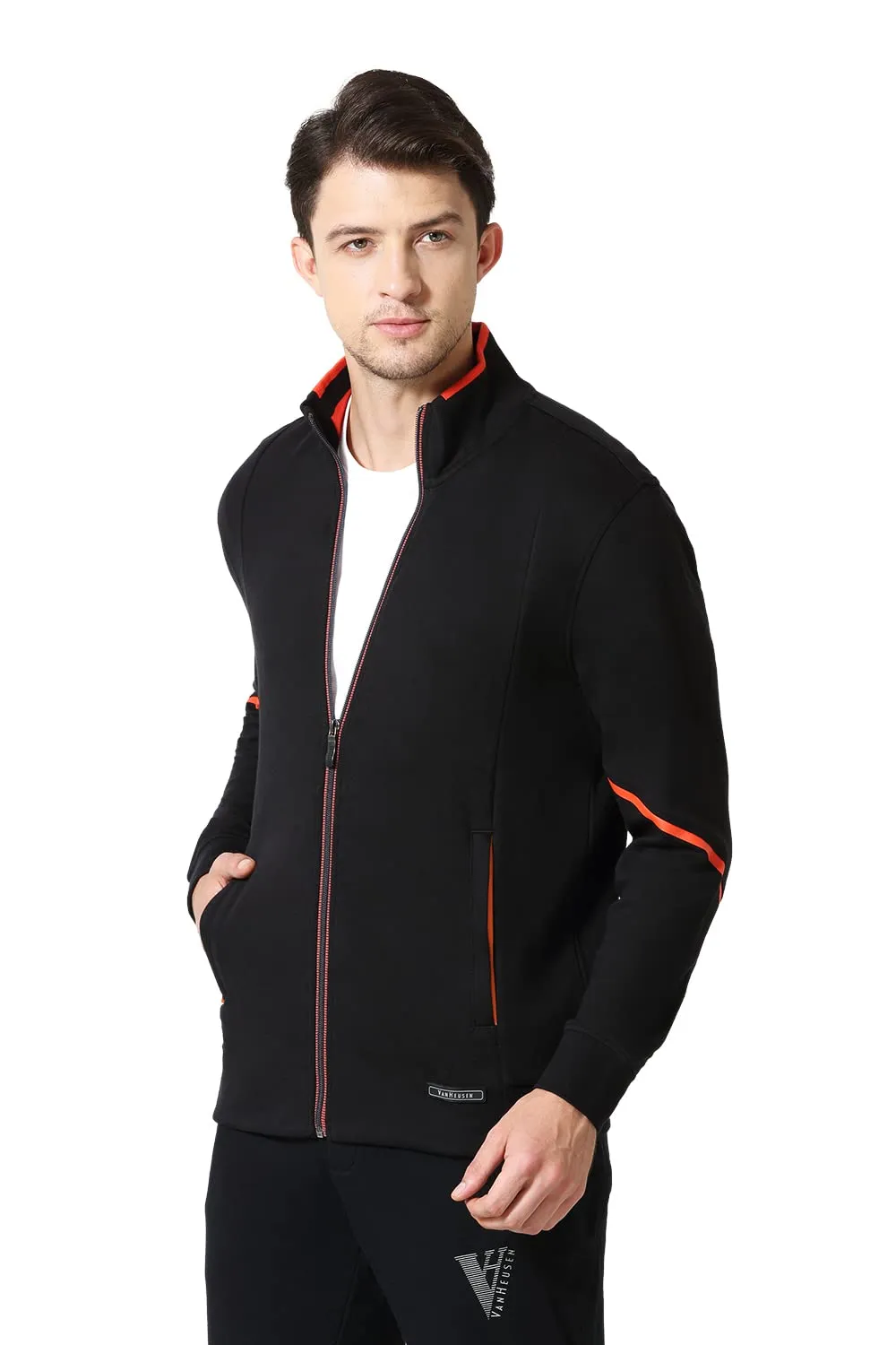 Van Heusen Men Sport Zip Front Jacket - Media Pocket, Breathable_70032_Black_L