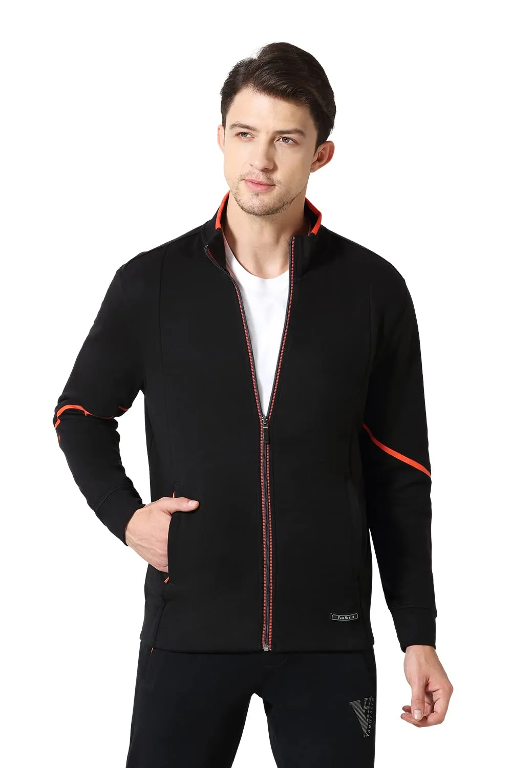 Van Heusen Men Sport Zip Front Jacket - Media Pocket, Breathable_70032_Black_L