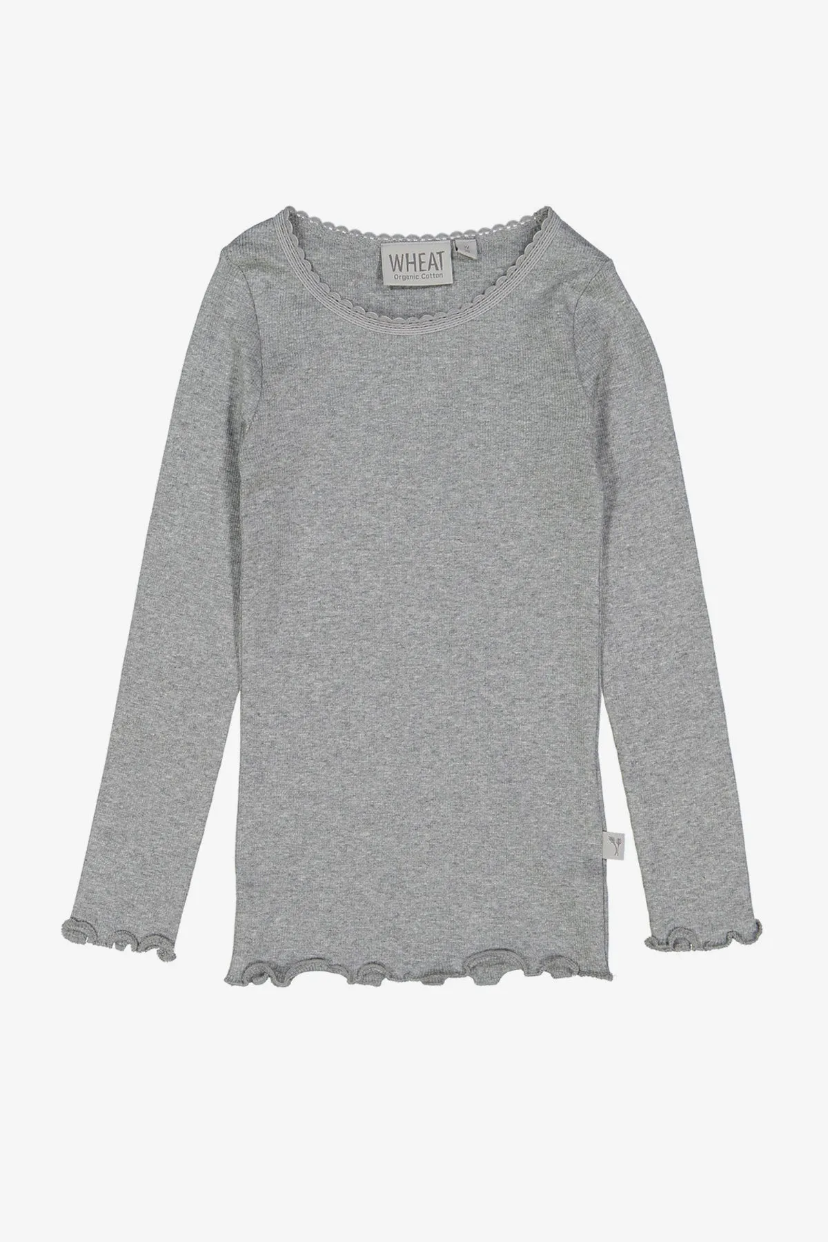 Wheat Long Sleeve Rib Girls Tee - Grey