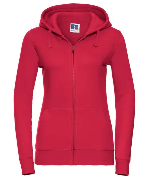 Womens authentic zipped hooded sweatshirt | Classic Red